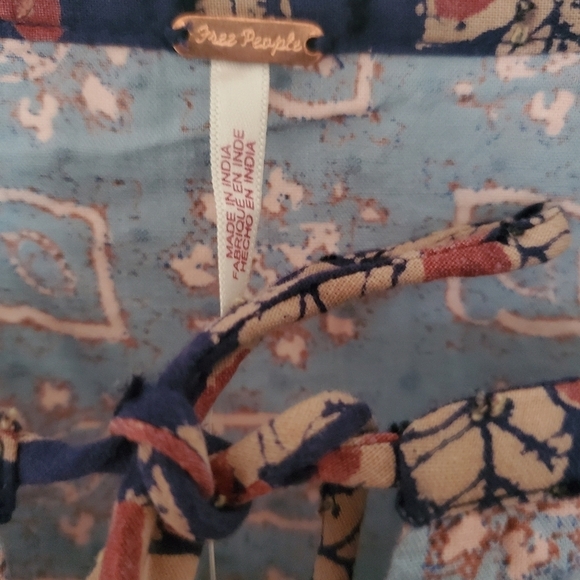 Free People Indigo Combo Long Bell Sleeve Maxi Sz. L Dress - Picture 6 of 15